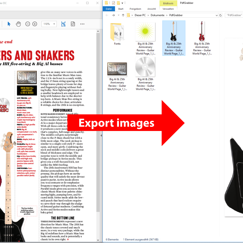 Comparison: Export contained images from PDF with PdfGrabber